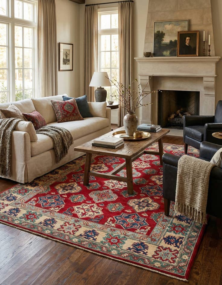 Detail image of 6' 7 x 9' 9  Hand Knotted Kazak Rug