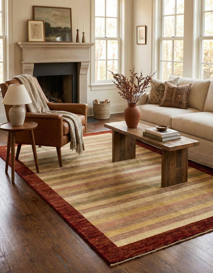 Detail image of 4' 1 x 6' 7  Hand Knotted Modern Ziegler Oriental Rug