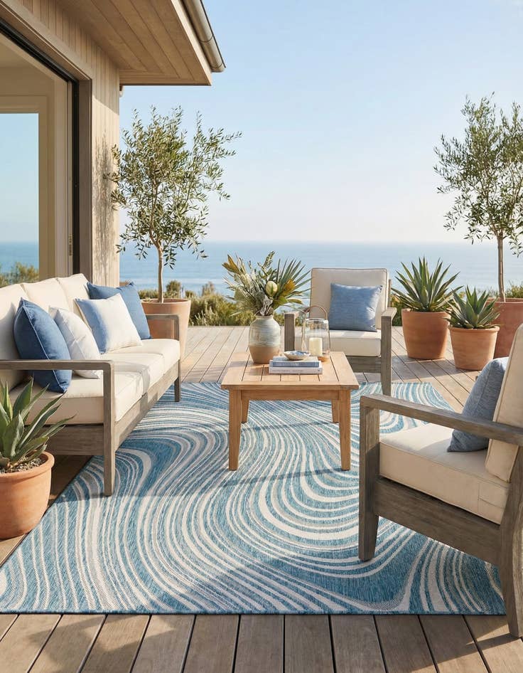 Detail image of 6' x 9' Easy-Clean Modern Indoor / Outdoor Rug