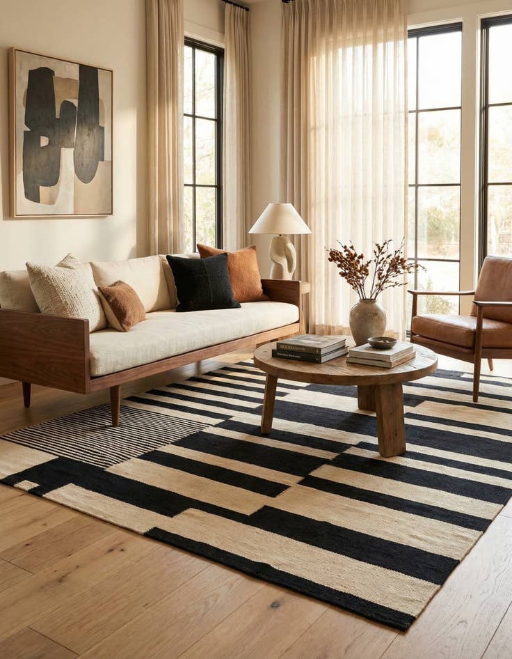 Detail image of 5' 3 x 6' 7  Hand Woven Kilim Modern Wool Rug