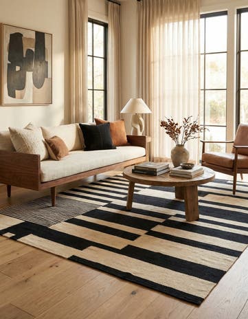 5' 3 x 6' 7 Hand Woven Kilim Modern Wool Rug