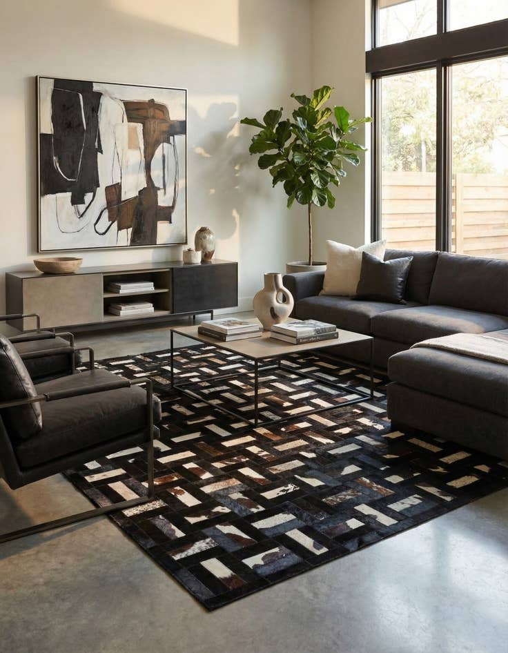 Detail image of  5' 3 x 8' 2 Cowhide - Patchwork Rug