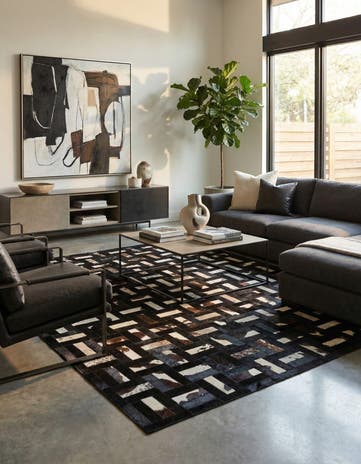5' 3 x 8' 2 Cowhide - Patchwork Rug