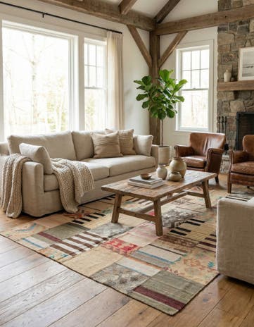 6' 7 x 10' Hand Woven Kilim Patchwork Wool Rug