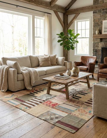 6' 7 x 10' Hand Woven Kilim Patchwork Wool Rug