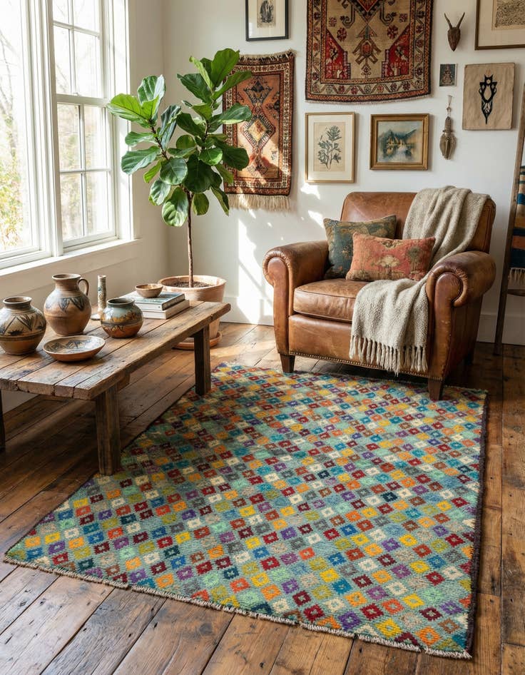 Detail image of 3' 4 x 4' 9  Hand Knotted Balouch Wool Rug