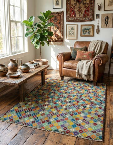 3' 4 x 4' 9 Hand Knotted Balouch Wool Rug