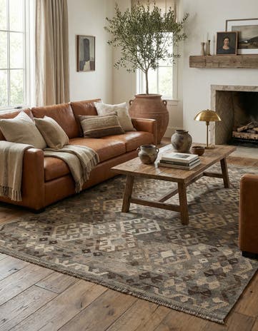 5' 10 x 8' Hand Woven Kilim Maymana Wool Rug