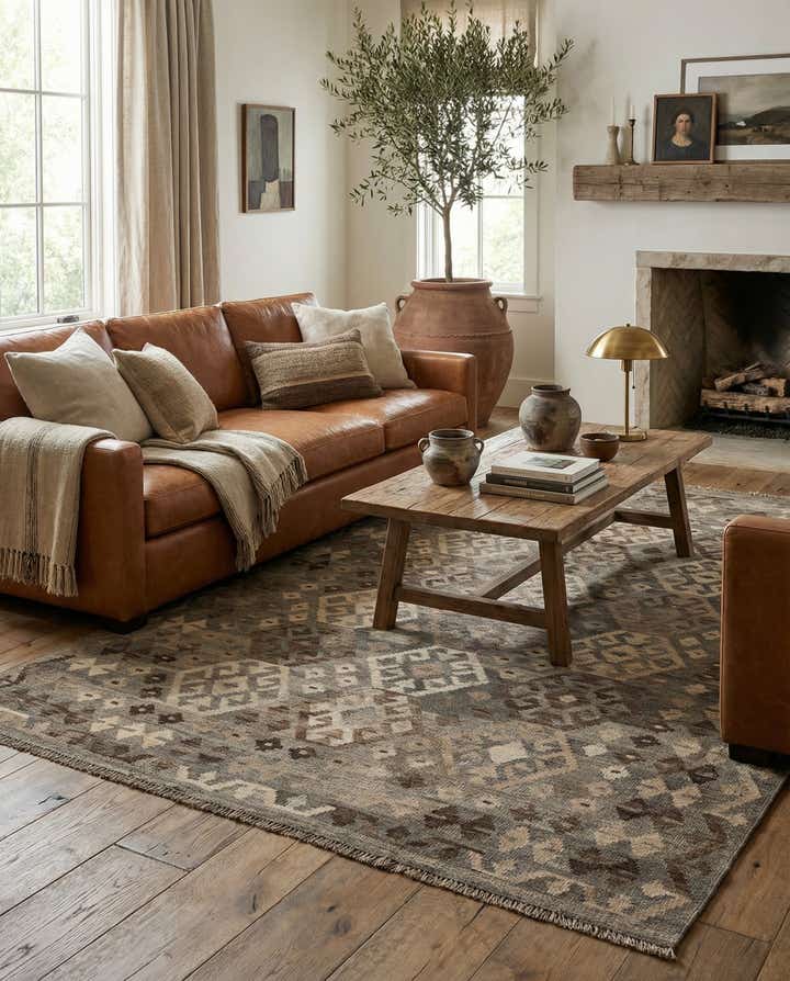 5' 10 x 8' Hand Woven Kilim Maymana Wool Rug