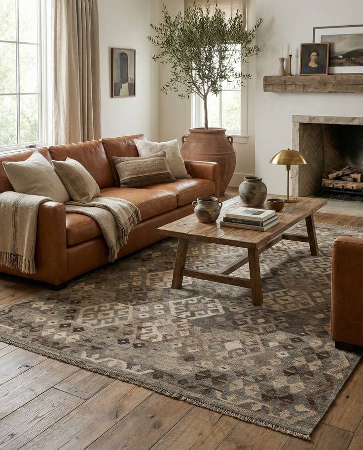 Detail image of 5' 10 x 8' Hand Woven Kilim Maymana Wool Rug