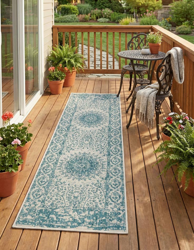 Detail image of 2' x 6'  Washable Traditional Indoor / Outdoor Runner Rug