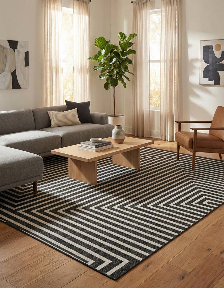 Detail image of  10' x 10'  Washable Modern Indoor / Outdoor Square Rug