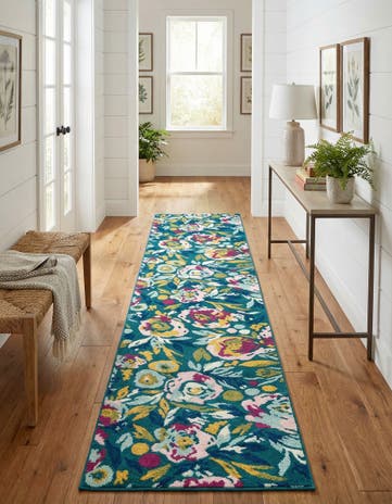 Teal Bloom Runner Rug