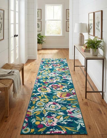 Teal Bloom Runner Rug