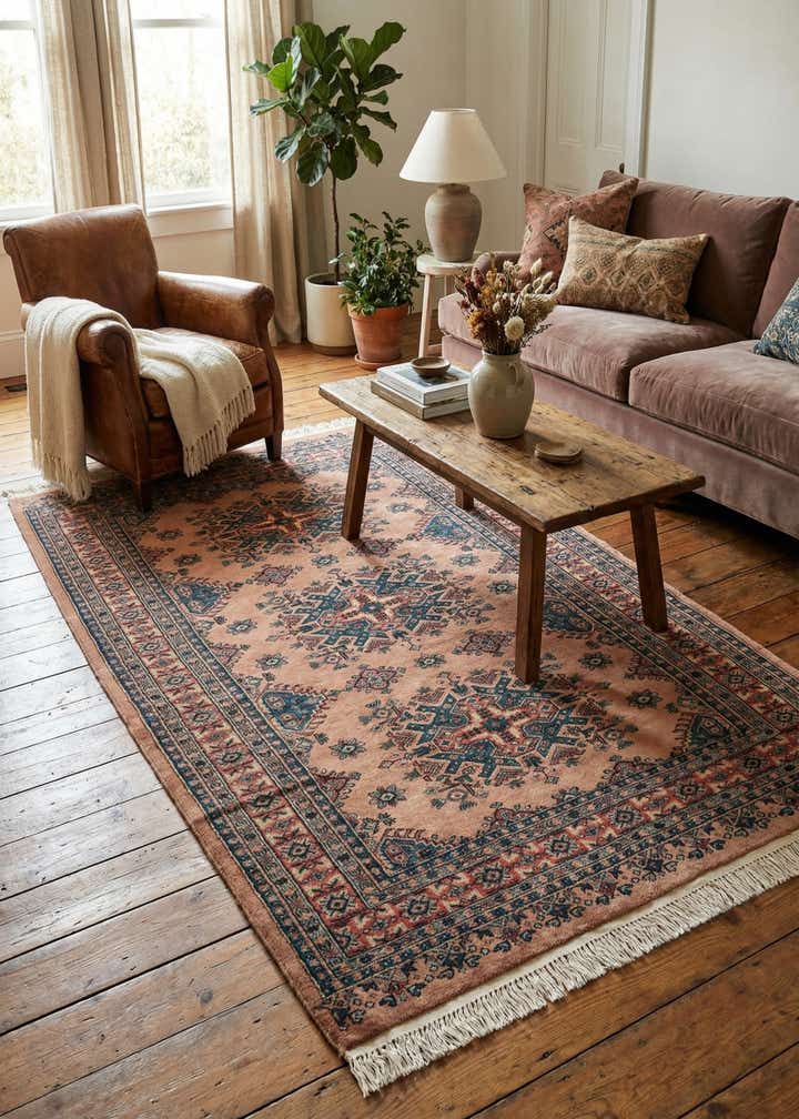 4' 3 x 6' 4 Hand Knotted Bokhara Oriental Wool Rug