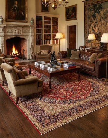 9' 9 x 13' Hand Knotted Kashan Persian Wool Rug