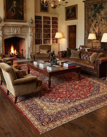 9' 9 x 13' Hand Knotted Kashan Persian Wool Rug