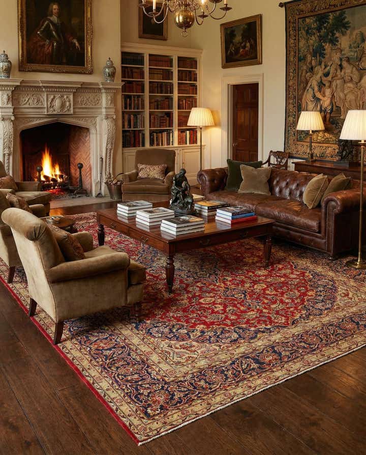 9' 9 x 13' Hand Knotted Kashan Persian Wool Rug