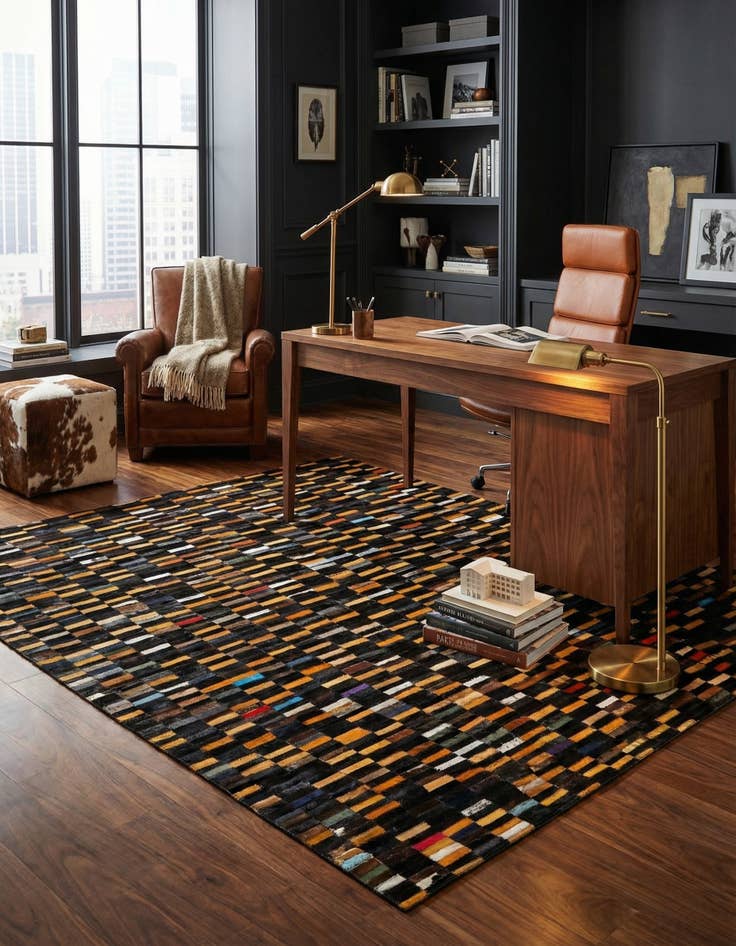 Detail image of  5' 2 x 7' 11 Cowhide - Patchwork Rug