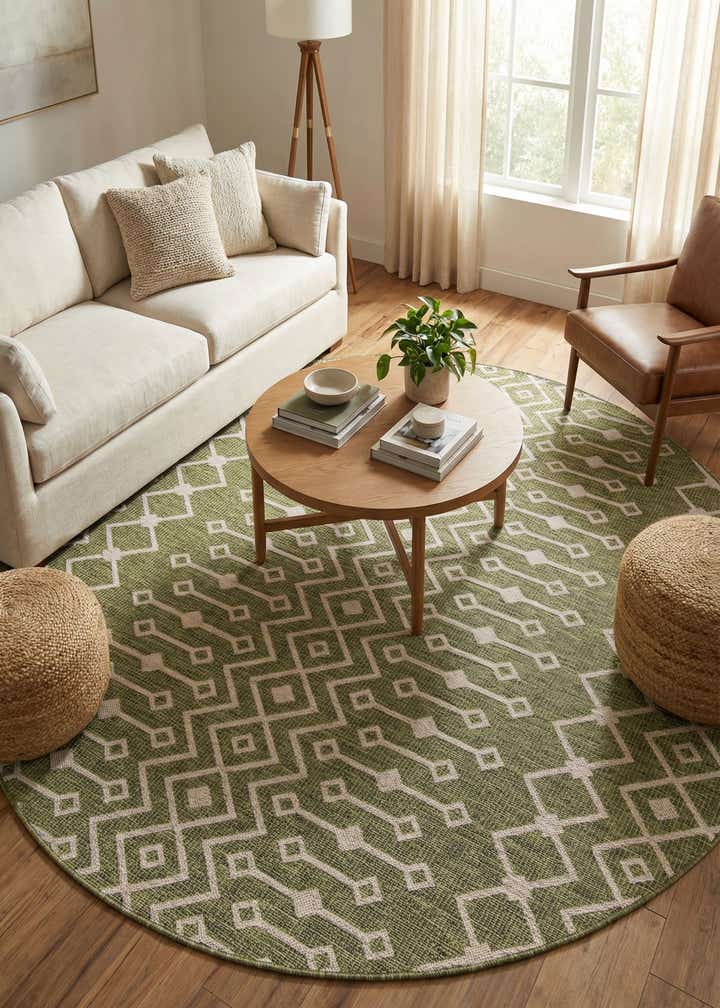 10' 8 x 10' 8 Easy-Clean Lattice Indoor / Outdoor Round Rug