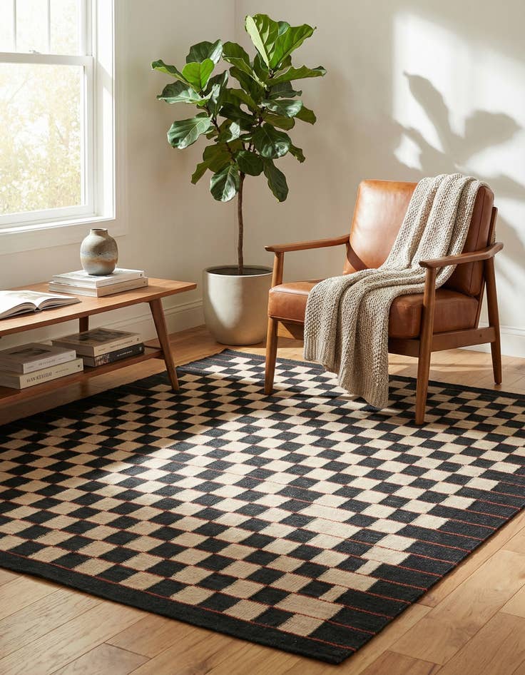 Detail image of 5' 1 x 6' 5  Hand Woven Kilim Modern Wool Rug