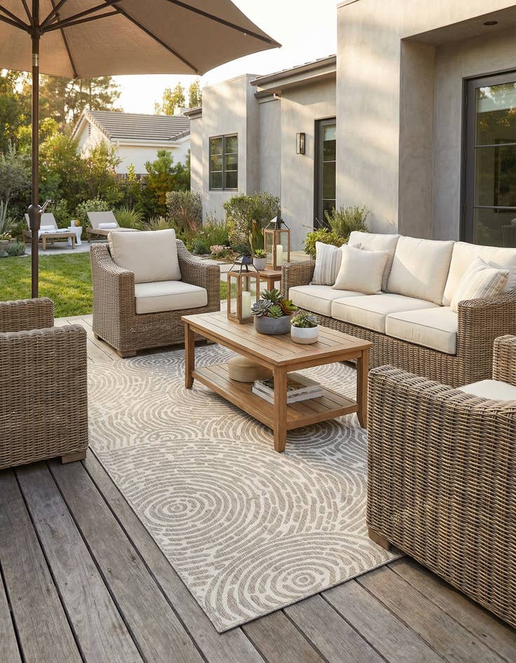 Detail image of 9' x 12'  Washable Modern Indoor / Outdoor Rug