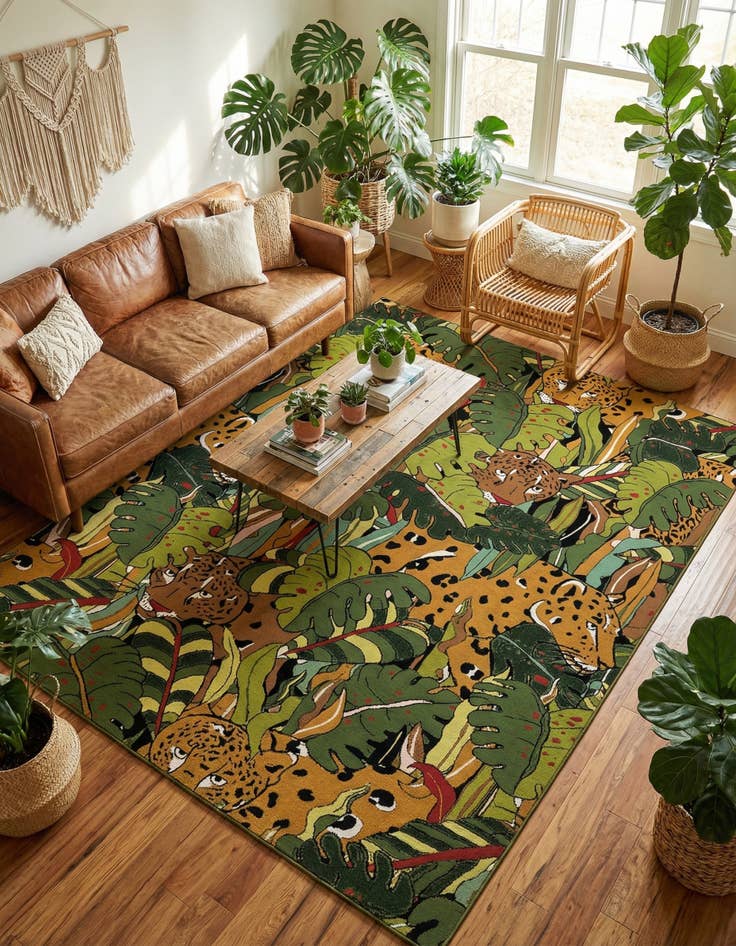 Detail image of 7' 10 x 10' Easy-Clean Botanical Indoor / Outdoor Rug