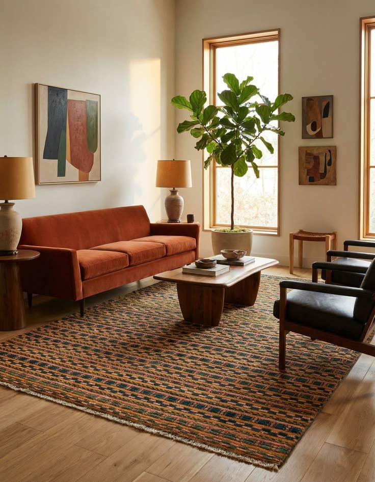 Detail image of  4' 6 x 6' 7  Hand Knotted Modern Ziegler Rug