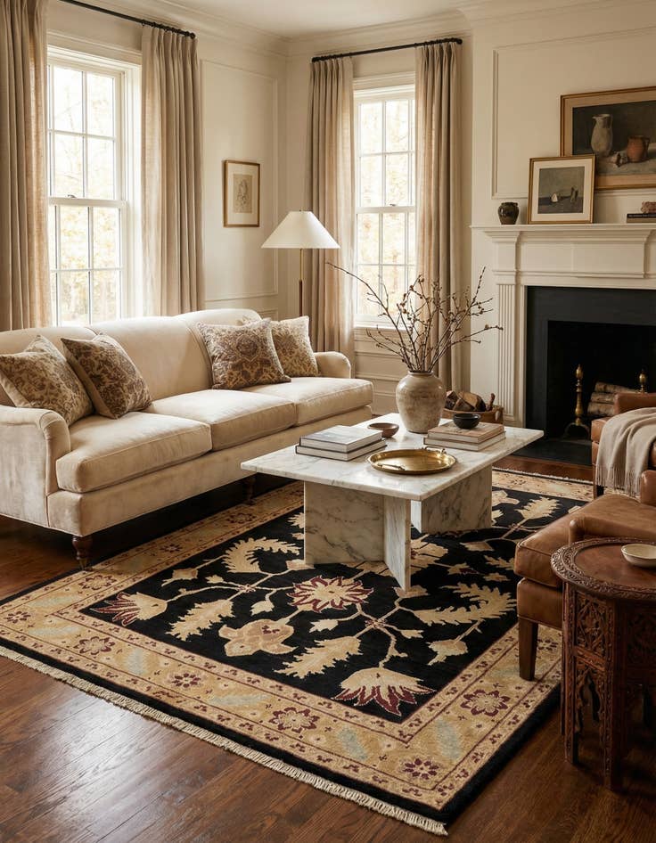 Detail image of 5' 2 x 7' 7 Hand Knotted Ziegler Wool Rug