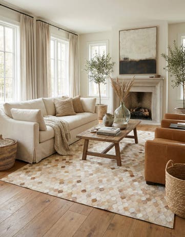 5' 9 x 7' 11 Cowhide Stocks Rug