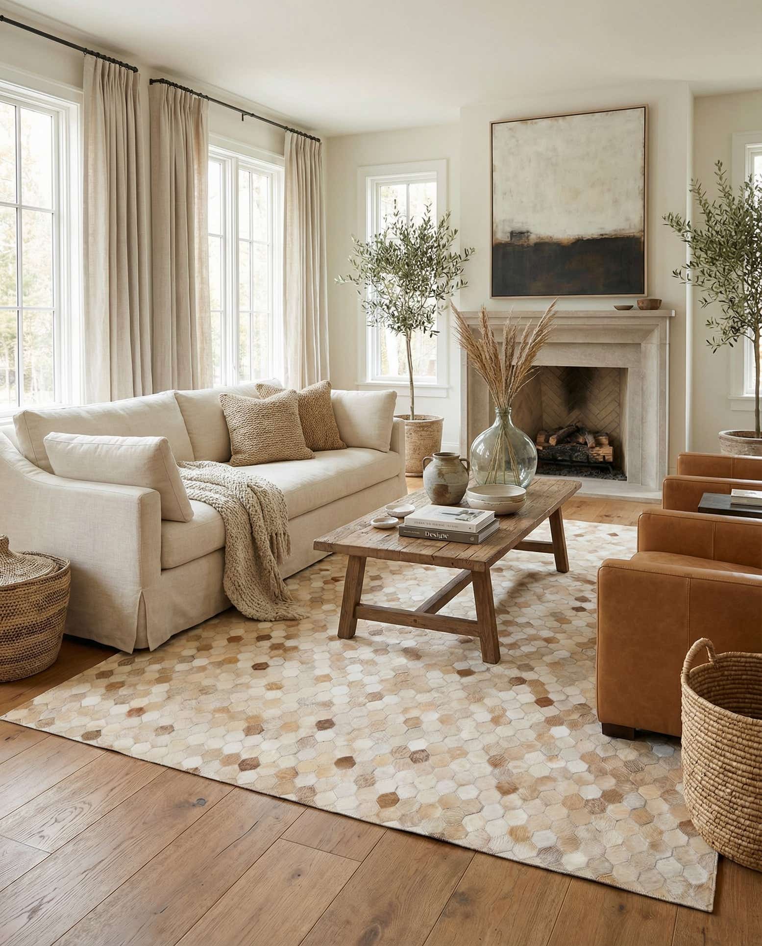 5' 9 x 7' 11 Cowhide Stocks Rug