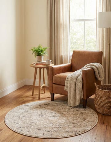 Beige Oregon Round Rug