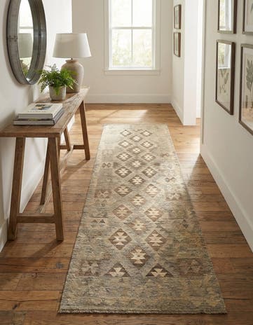 2' 11 x 9' 8 Hand Woven Kilim Maymana Wool Runner Rug