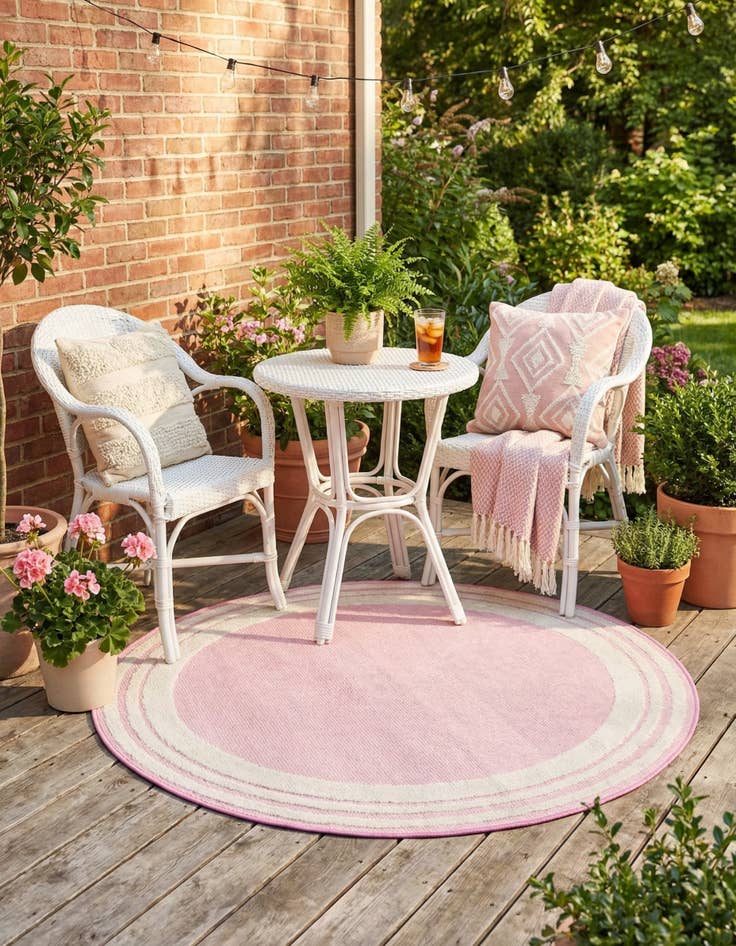 Detail image of 5' 3 x 5' 3  Washable Aruba Indoor / Outdoor Round Rug