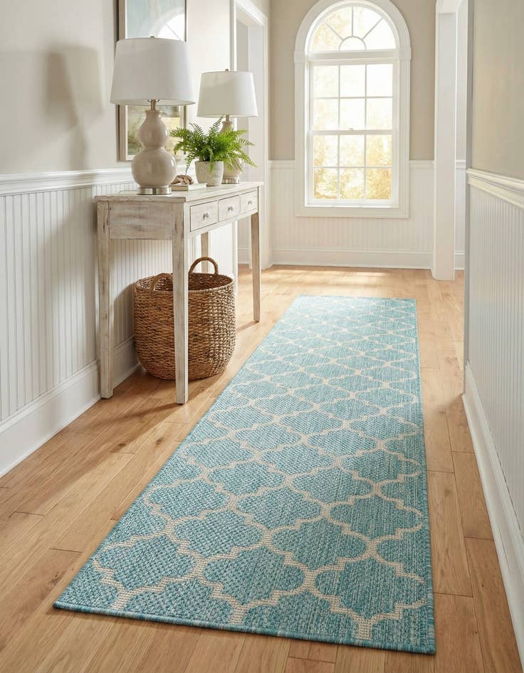 Detail image of 2' x 8'  Washable Trellis Indoor / Outdoor Runner Rug