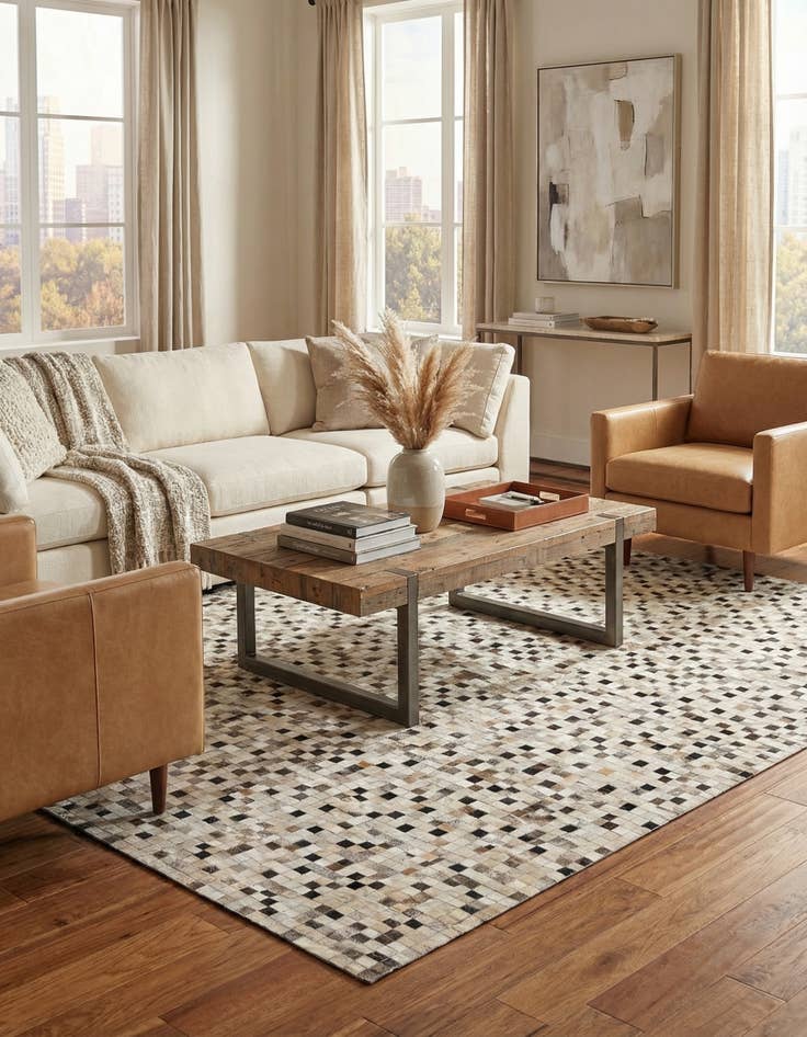 Detail image of 8' x 10' Cowhide Stocks Rug