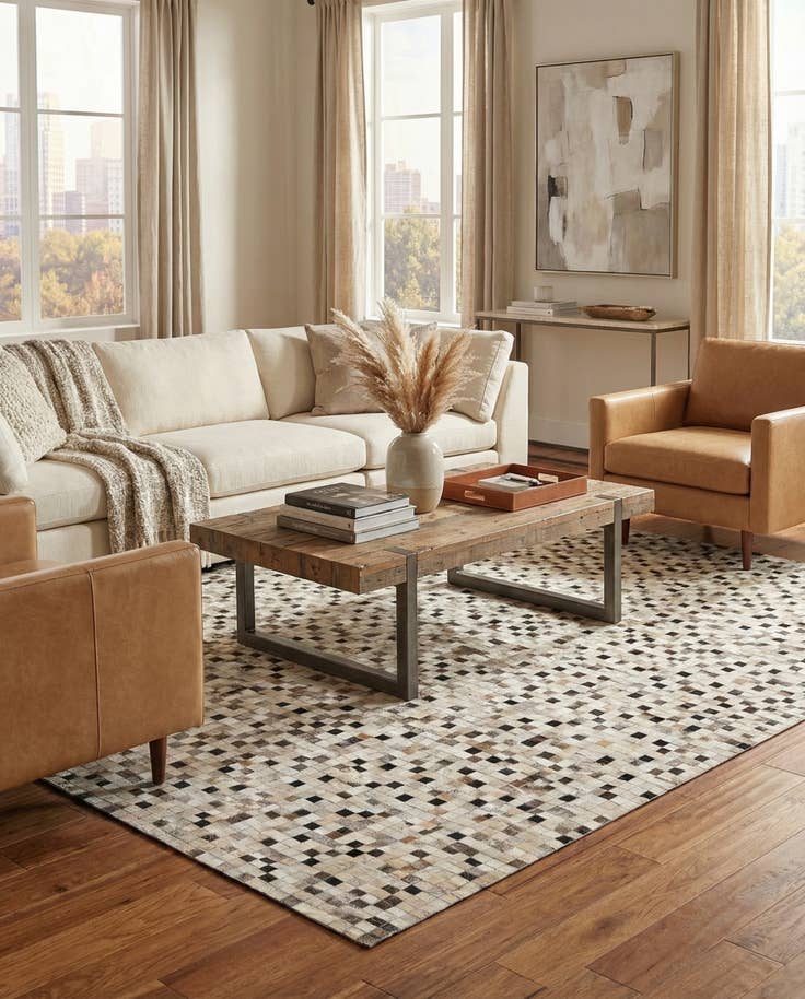 Detail image of 8' x 10' Cowhide Stocks Rug