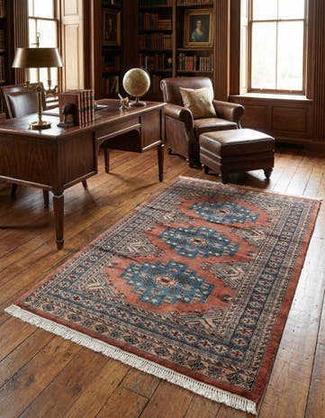 4' 3 x 6' 3 Hand Knotted Bokhara Oriental Wool Rug