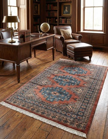 4' 3 x 6' 3 Hand Knotted Bokhara Oriental Wool Rug