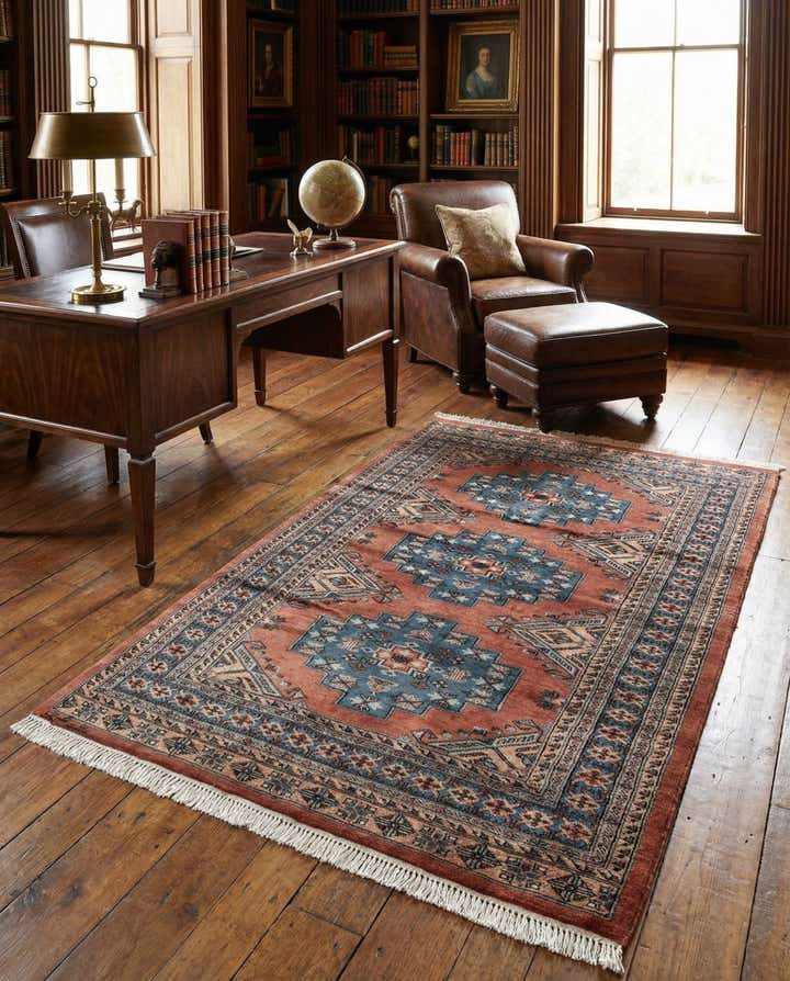 4' 3 x 6' 3 Hand Knotted Bokhara Oriental Wool Rug