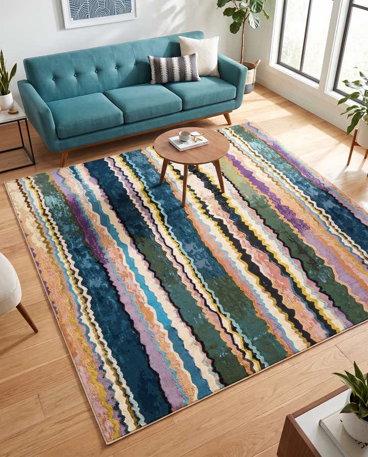 7' 10 x 7' 10 Easy-Clean Modern Indoor / Outdoor Square Rug
