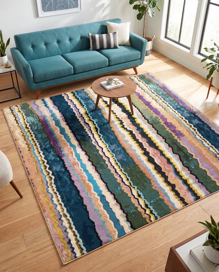 Detail image of 7' 10 x 7' 10 Easy-Clean Modern Indoor / Outdoor Square Rug
