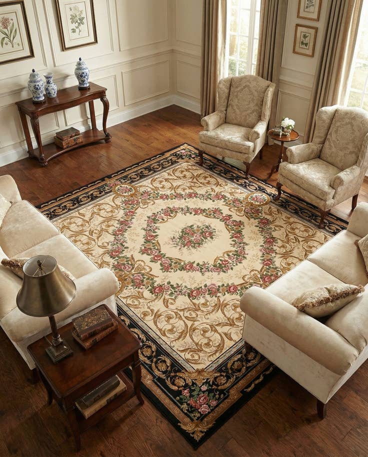 Detail image of 10' x 10' Easy-Clean Traditional Indoor / Outdoor Square Rug