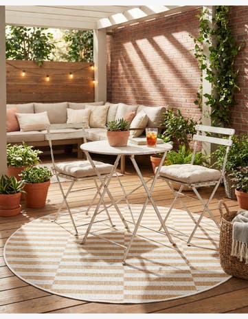 4' x 4' Easy-Clean Ribbon Indoor / Outdoor Round Rug