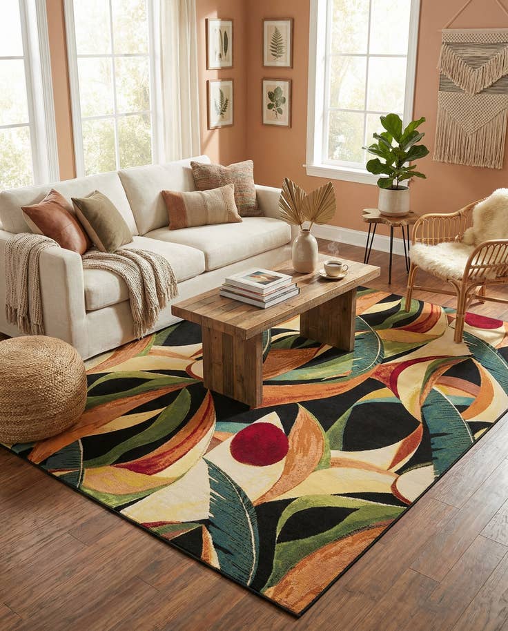 Detail image of 9' x 12' Easy-Clean Botanical Indoor / Outdoor Rug