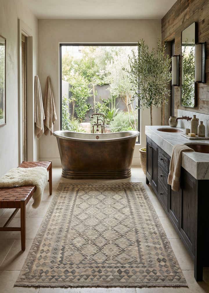 6' 6 x 9' 10 Hand Woven Kilim Maymana Wool Rug