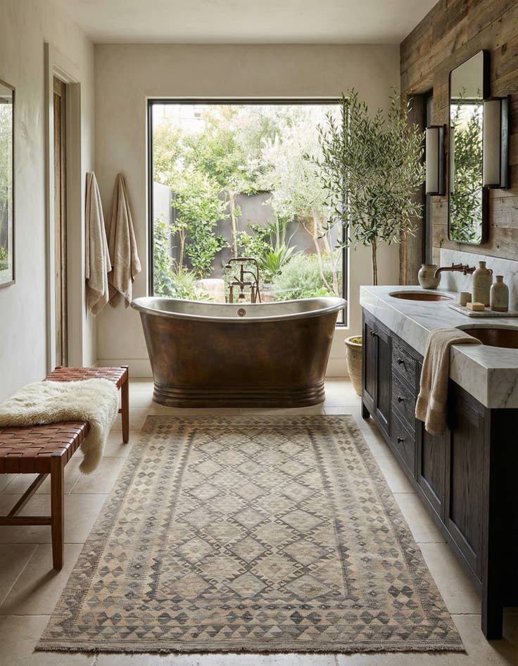 Detail image of 6' 6 x 9' 10 Hand Woven Kilim Maymana Wool Rug