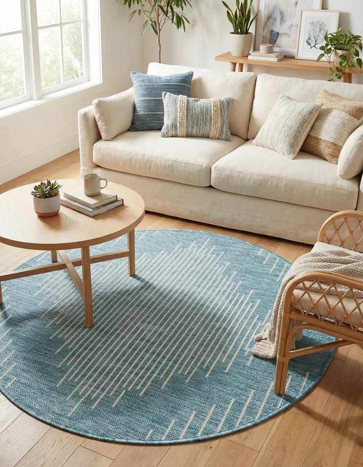 Detail image of  3' x 3'  Washable Modern Indoor / Outdoor Round Rug