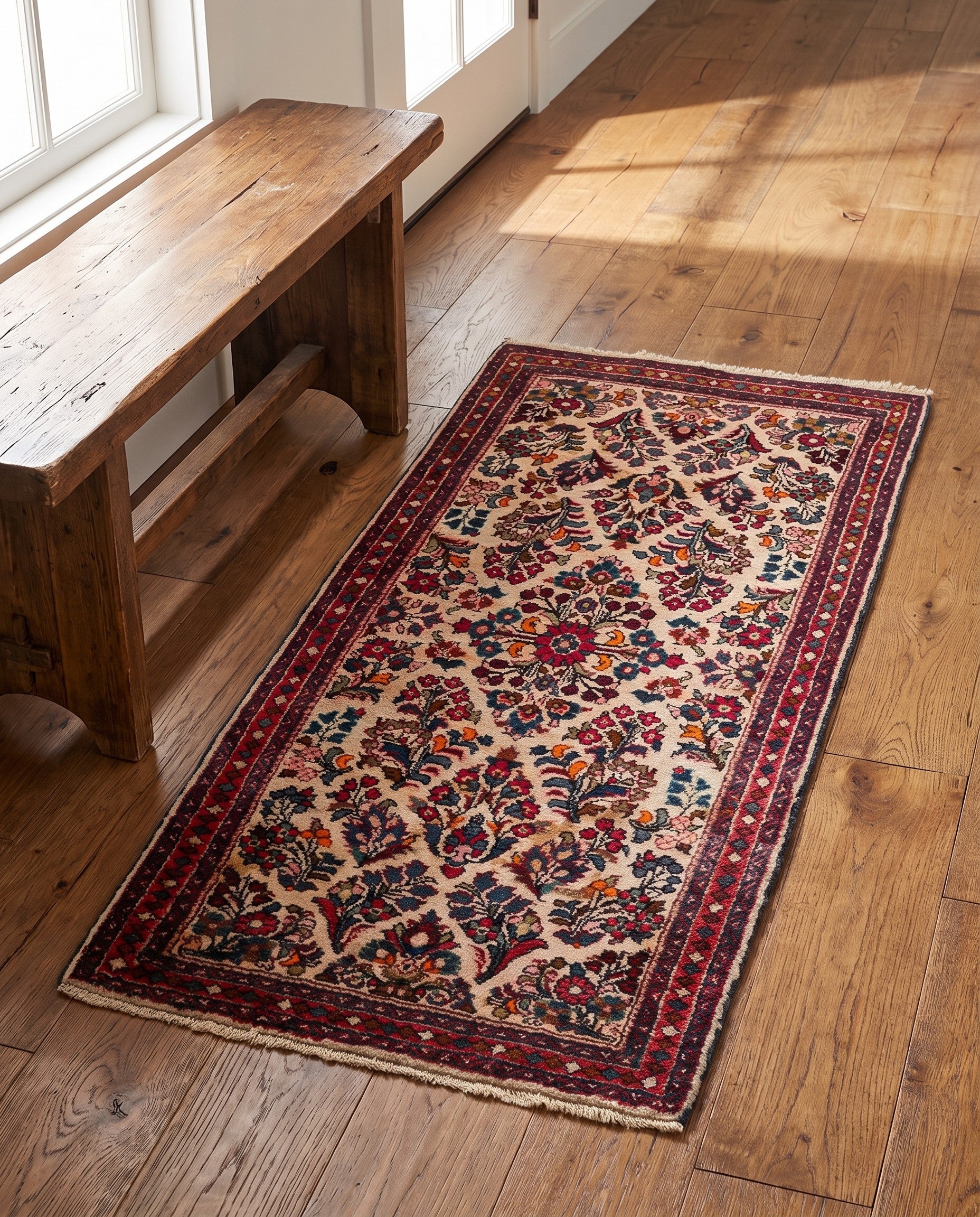 2' 1 x 4' Hand Knotted Kashan Wool Runner Rug