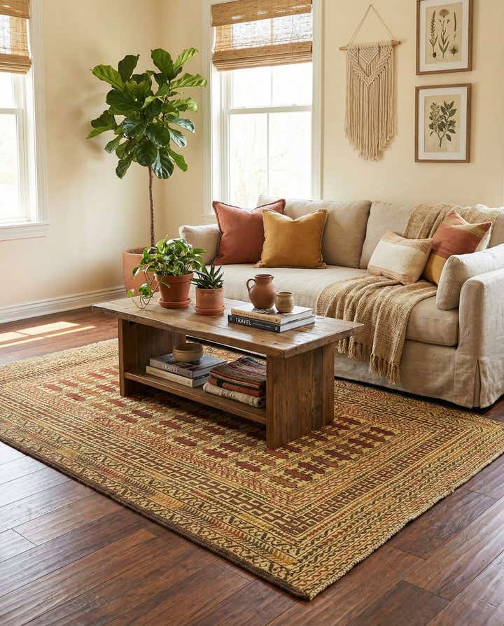 4' x 6' 4 Hand Knotted Sumak Wool Rug